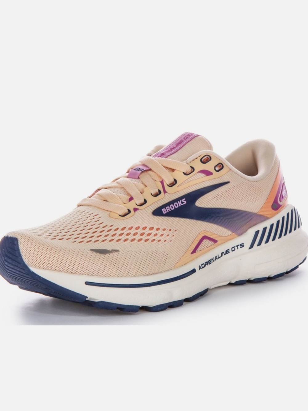 Women's Brooks Adrenaline GTS 23 Running Shoe - Peach/Purple Size 9.5